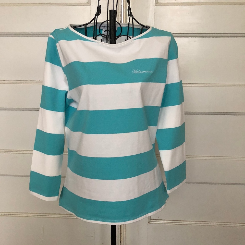 Cruise Wear & Co. bateau top turquoise & white S